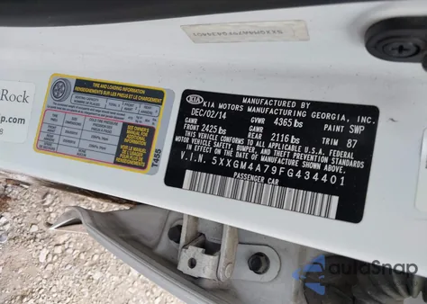 2015 Kia Optima Lx из США, поврежденный, VIN 5XXGM4A79FG434401